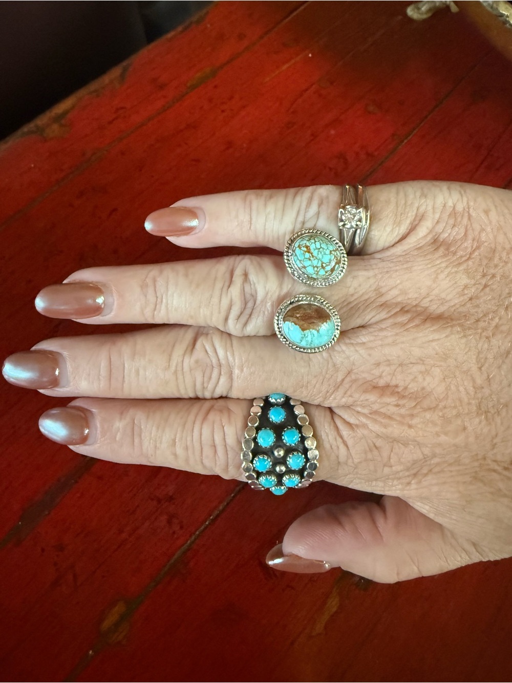 Sterling Silver Turquoise Two Stone Adjustable Bypass Statement Ring